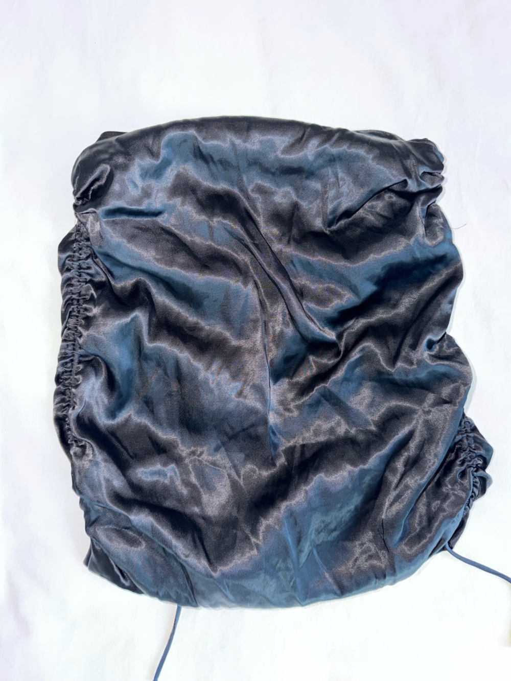 Zara Black Satin Skirt with adjustable rouche side